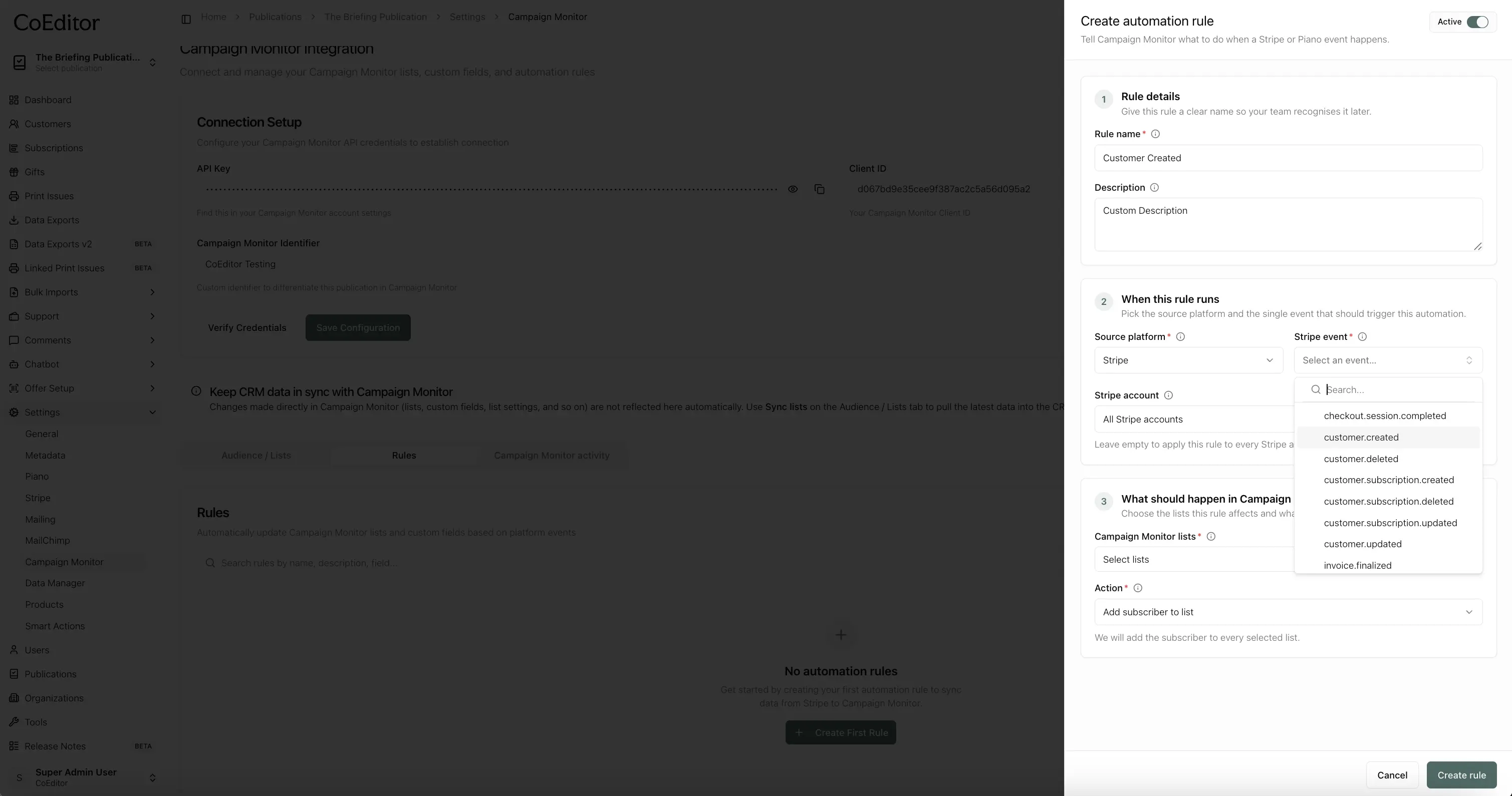 Create a new automation rule